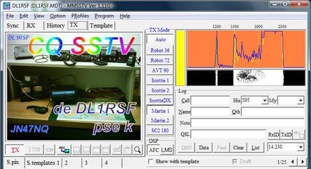 Teilansicht des Programmes MMSSTV